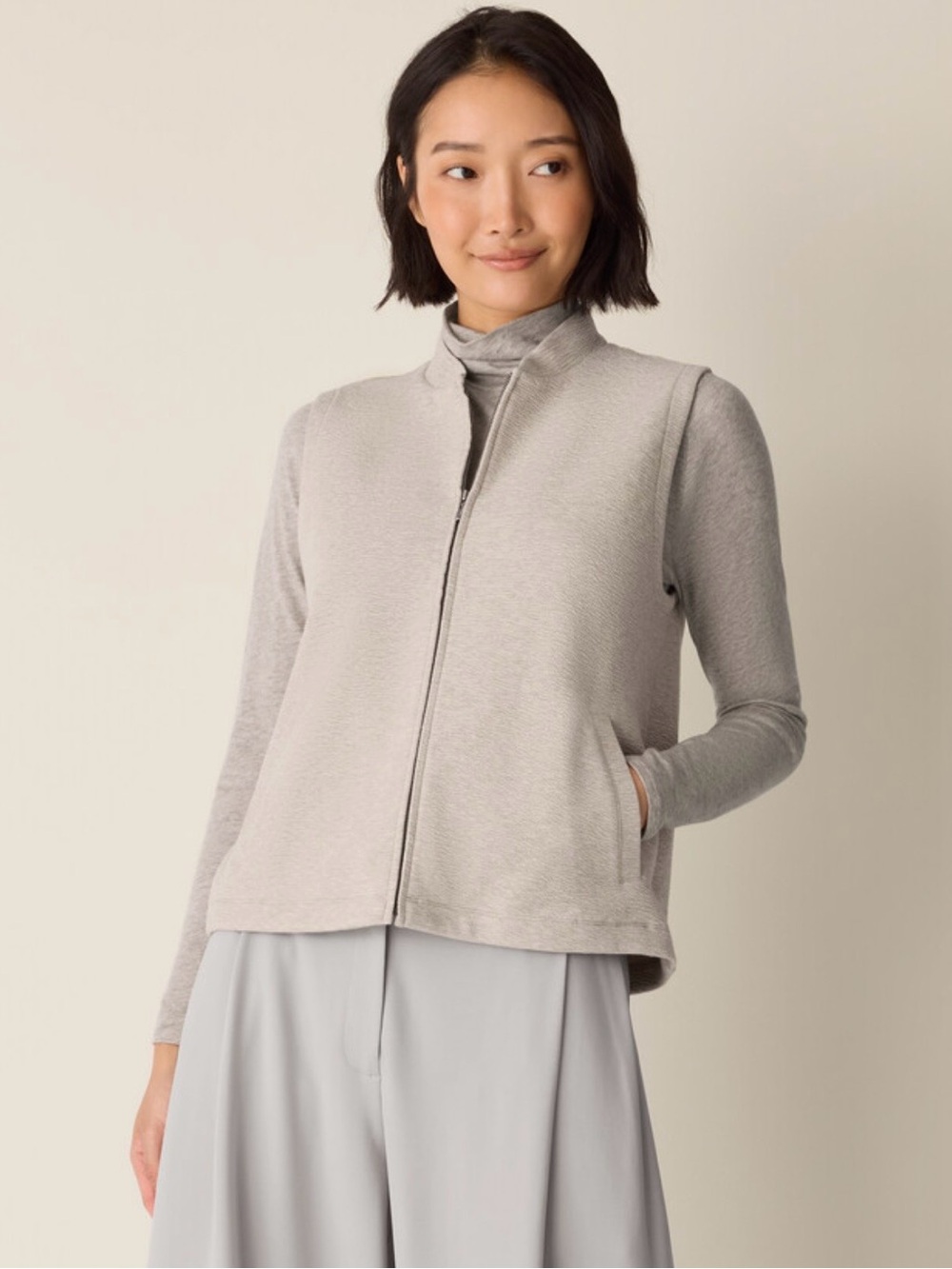 Eileen Fisher Textured Cotton Doubleknit Vest NWT